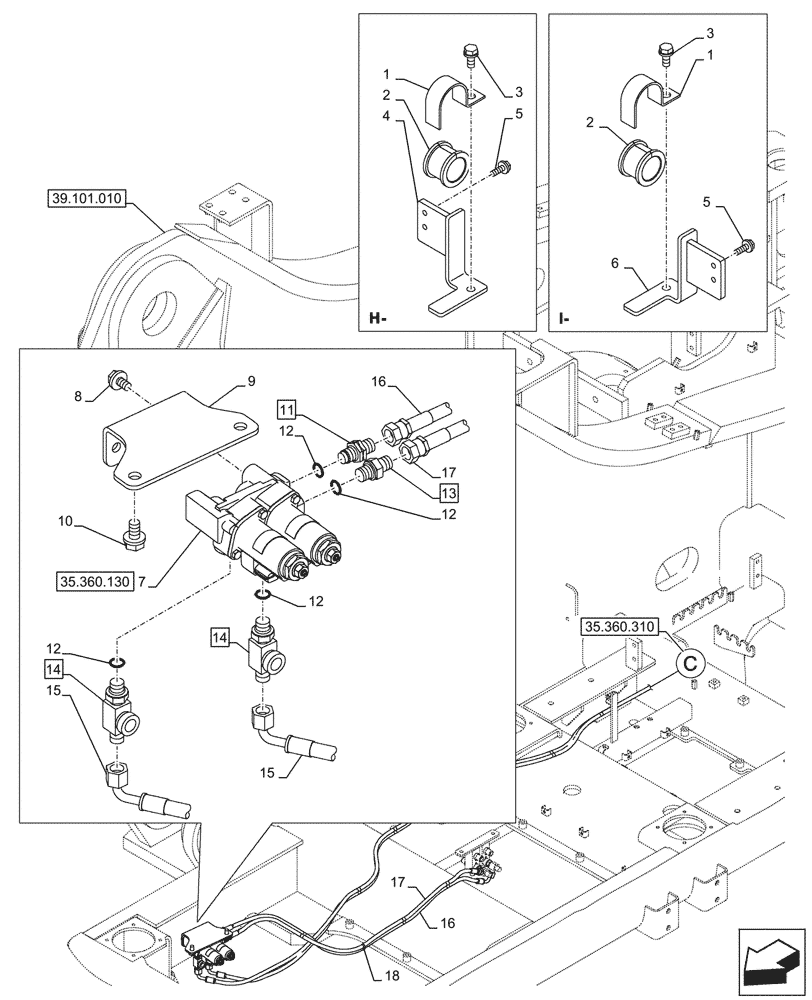 Схема запчастей Case CX750D RTC - (35.360.320) - VAR - 461869 - HAMMER CIRCUIT, LINES, HIGH FLOW, W/ ELECTRICAL PROPORTIONAL CONTROL (35) - HYDRAULIC SYSTEMS