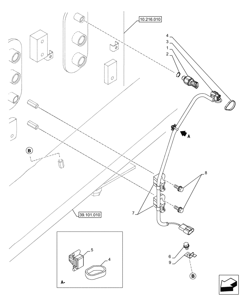 Схема запчастей Case CX750D RTC - (55.036.010) - VAR - 461561 - HAMMER CIRCUIT, HYDRAULIC CONTROL (55) - ELECTRICAL SYSTEMS