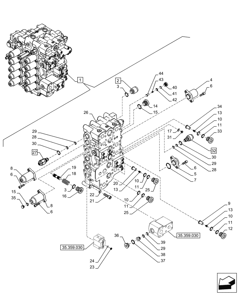 Схема запчастей Case CX750D RTC - (35.359.020) - CONTROL VALVE, COMPONENTS (35) - HYDRAULIC SYSTEMS