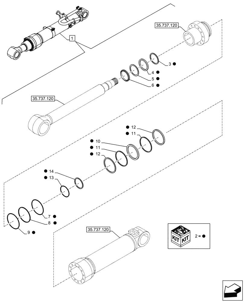 Схема запчастей Case CX750D RTC - (35.737.130) - VAR - 481064 - ARM, CYLINDER, SAFETY VALVE, COMPONENTS (35) - HYDRAULIC SYSTEMS