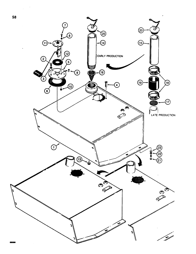 Схема запчастей Case W18 - (058) - FUEL TANK AND SENDER (03) - FUEL SYSTEM