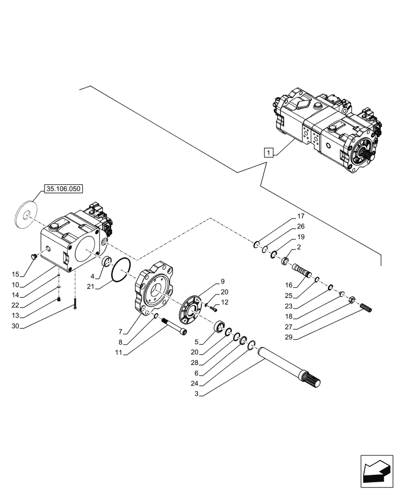 Схема запчастей Case CX750D RTC - (35.106.060) - HYDRAULIC PUMP, COMPONENTS (35) - HYDRAULIC SYSTEMS