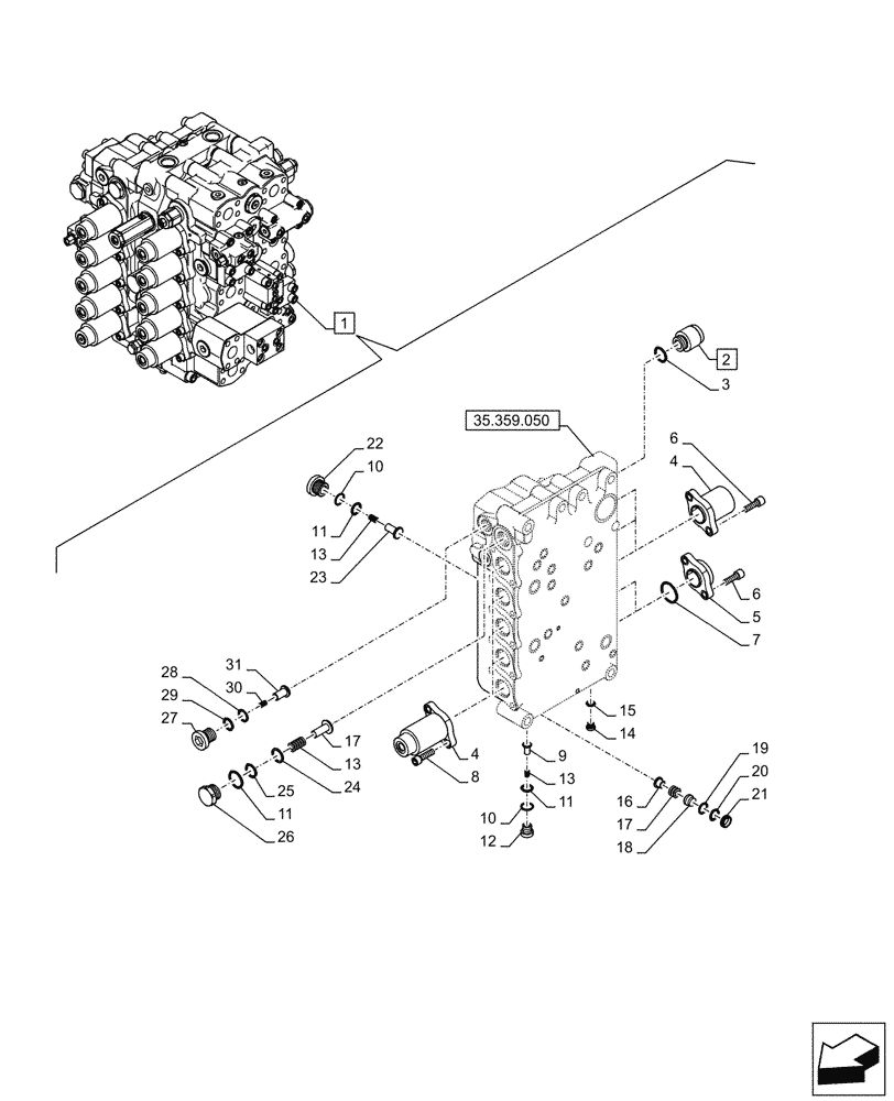 Схема запчастей Case CX750D RTC - (35.359.060) - CONTROL VALVE, COMPONENTS (35) - HYDRAULIC SYSTEMS