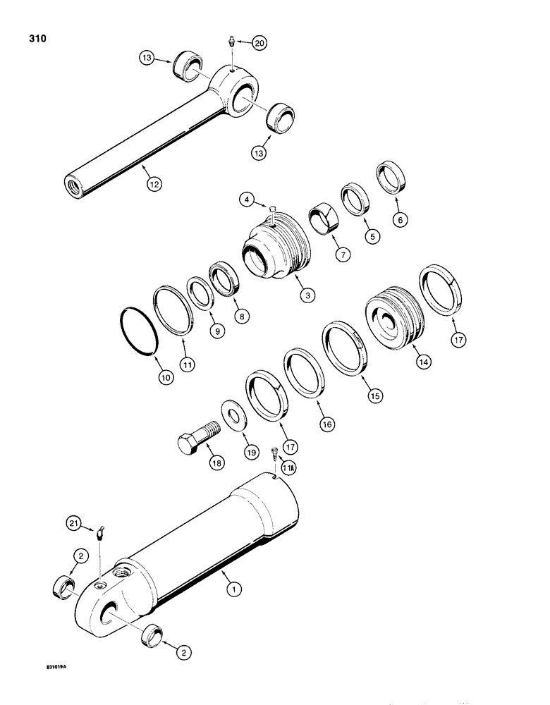 Схема запчастей Case 1150D - (310) - G101272 AND G101273 RIPPER CYLINDERS (08) - HYDRAULICS