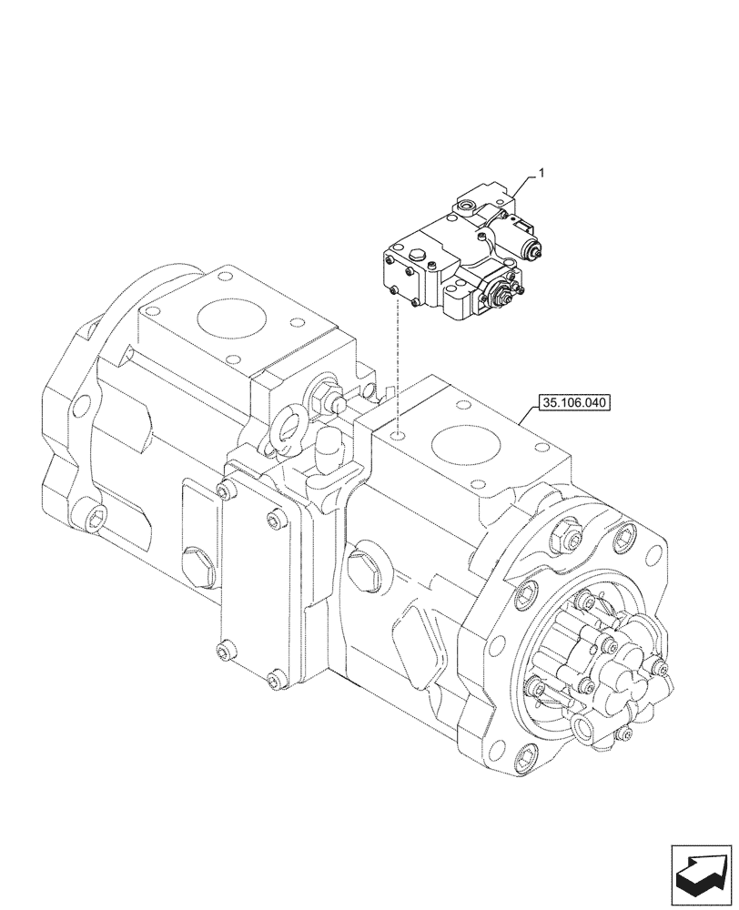 Схема запчастей Case CX245D SR LC - (35.106.070) - VARIABLE DELIVERY HYDRAULIC PUMP, COMPONENTS (35) - HYDRAULIC SYSTEMS