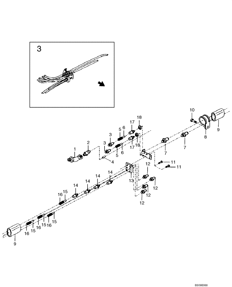 Схема запчастей Case 330B - (49A01001110[001]) - PNEUMATIC LINES INSTAL, PARKING BRAKE - CAB (P.I.N. HHD0330BN7PG57000 AND AFTER) (84198579) (09) - Implement / Hydraulics / Frame / Brakes