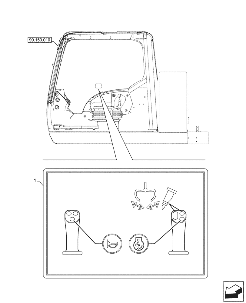 Схема запчастей Case CX245D SR LC - (90.108.320) - VAR - 461865, 461869, 461863 - DECAL, CONTROLS (90) - PLATFORM, CAB, BODYWORK AND DECALS