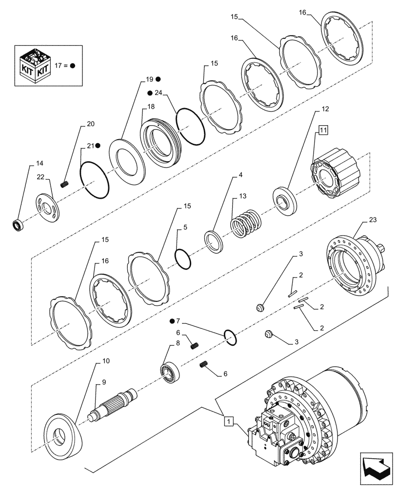 Схема запчастей Case CX245D - (35.353.040) - TRAVEL MOTOR & REDUCTION GEAR, COMPONENTS (35) - HYDRAULIC SYSTEMS