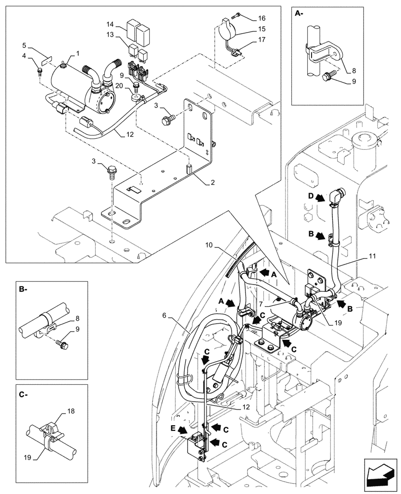 Схема запчастей Case CX245D SR LC - (10.210.010) - VAR - 481257 - FUEL TRANSFER PUMP, SUPPLY LINES (10) - ENGINE