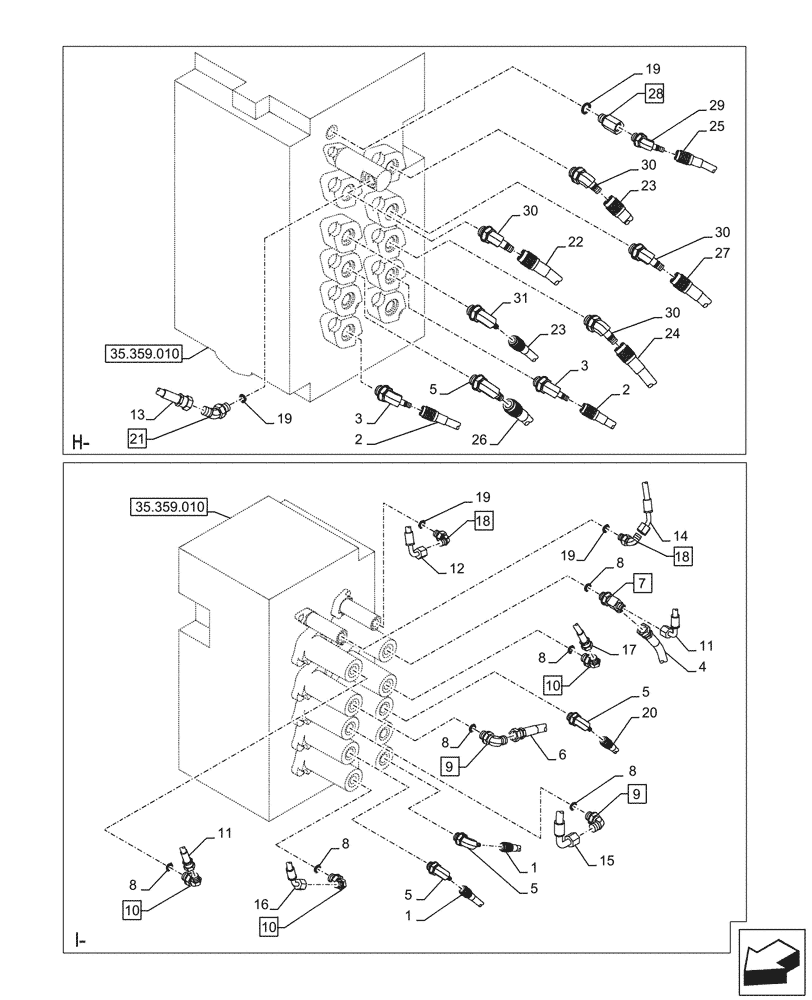 Схема запчастей Case CX245D SR LC - (35.355.120) - VAR - 461558 - JOYSTICK, HYDRAULIC LINE, CONTROL VALVE, CONTROL PATTERN SELECTION (35) - HYDRAULIC SYSTEMS