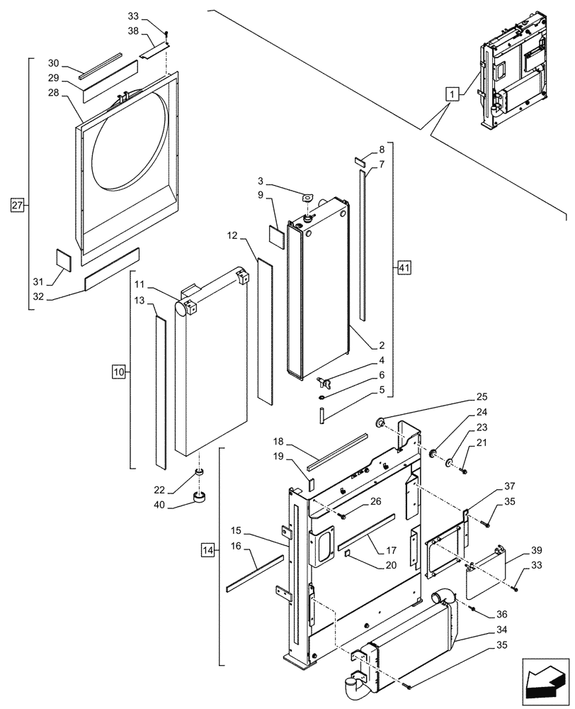 Схема запчастей Case CX245D SR LC - (10.400.030) - RADIATOR, COMPONENTS (10) - ENGINE