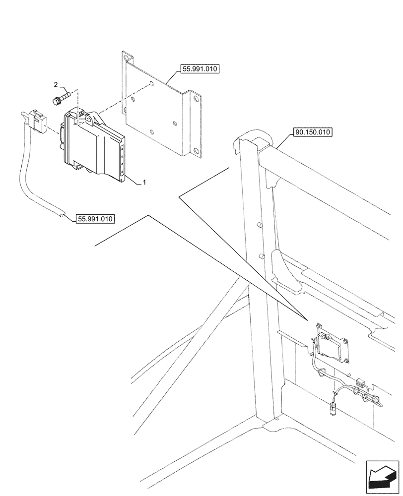 Схема запчастей Case CX245D - (55.991.020) - VAR - 461860 - TELEMATIC SYSTEM, ELECTRONIC CONTROL UNIT (55) - ELECTRICAL SYSTEMS