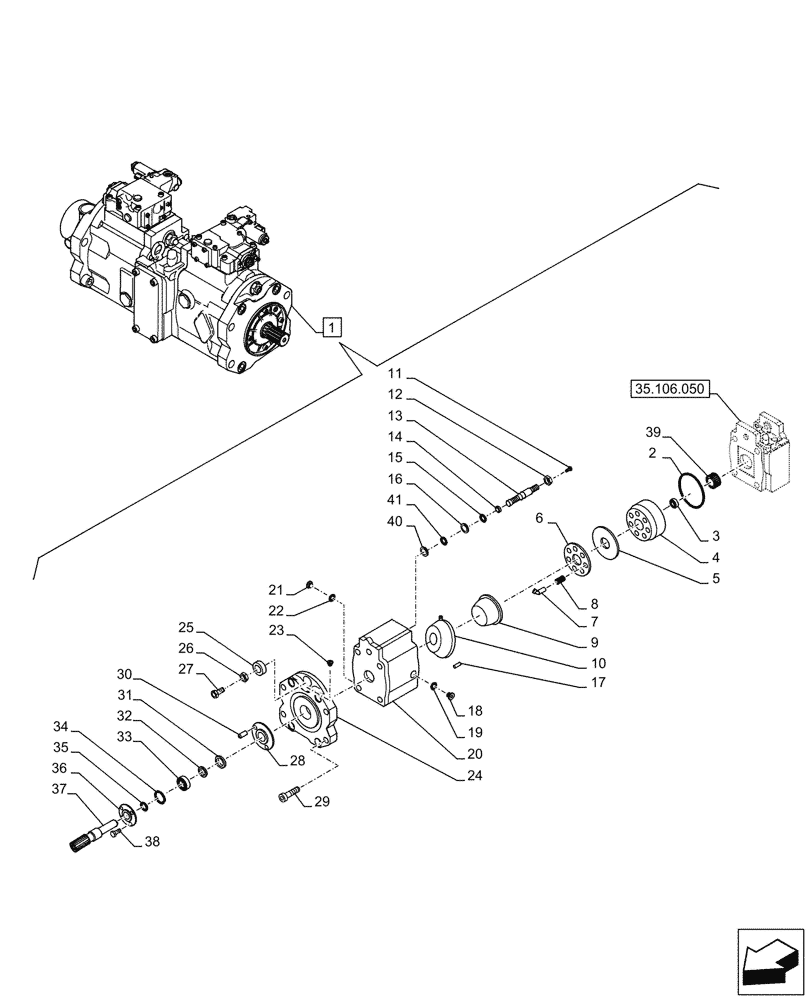 Схема запчастей Case CX245D SR LC - (35.106.060) - VARIABLE DELIVERY HYDRAULIC PUMP, COMPONENTS (35) - HYDRAULIC SYSTEMS