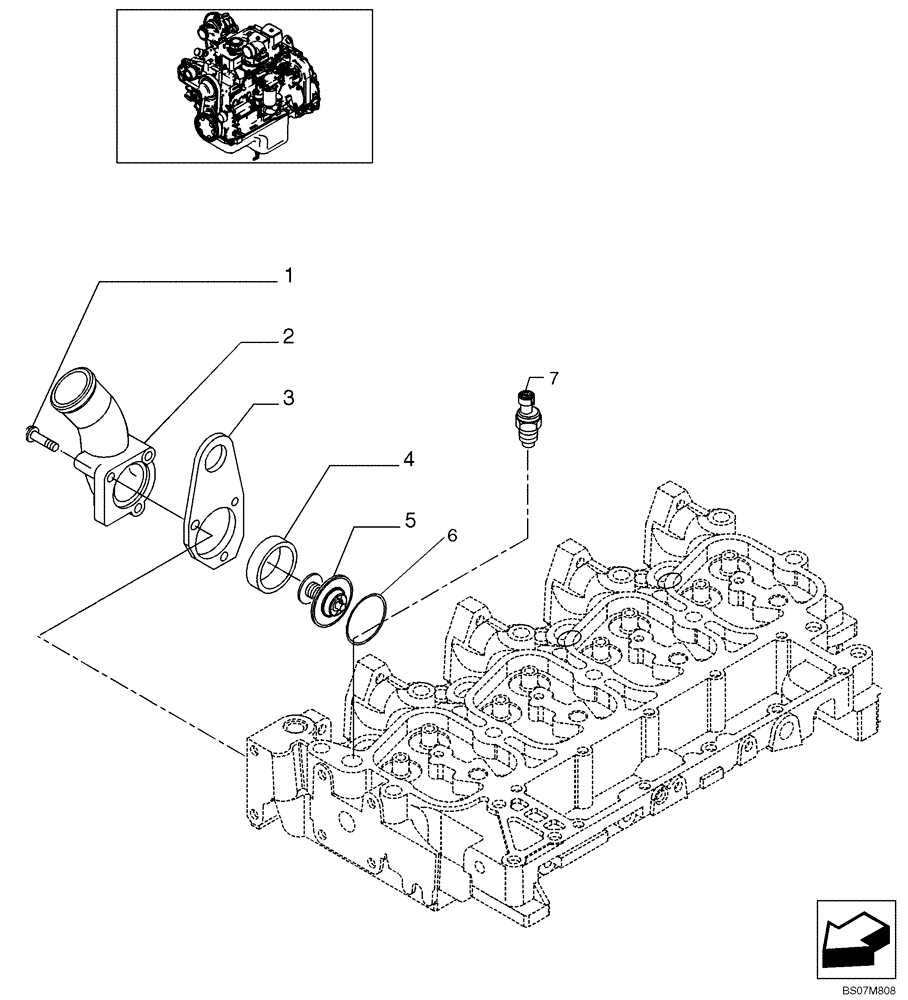 Схема запчастей Case 465 - (02-37) - THERMOSTAT - ENGINE COOLING SYSTEM (02) - ENGINE