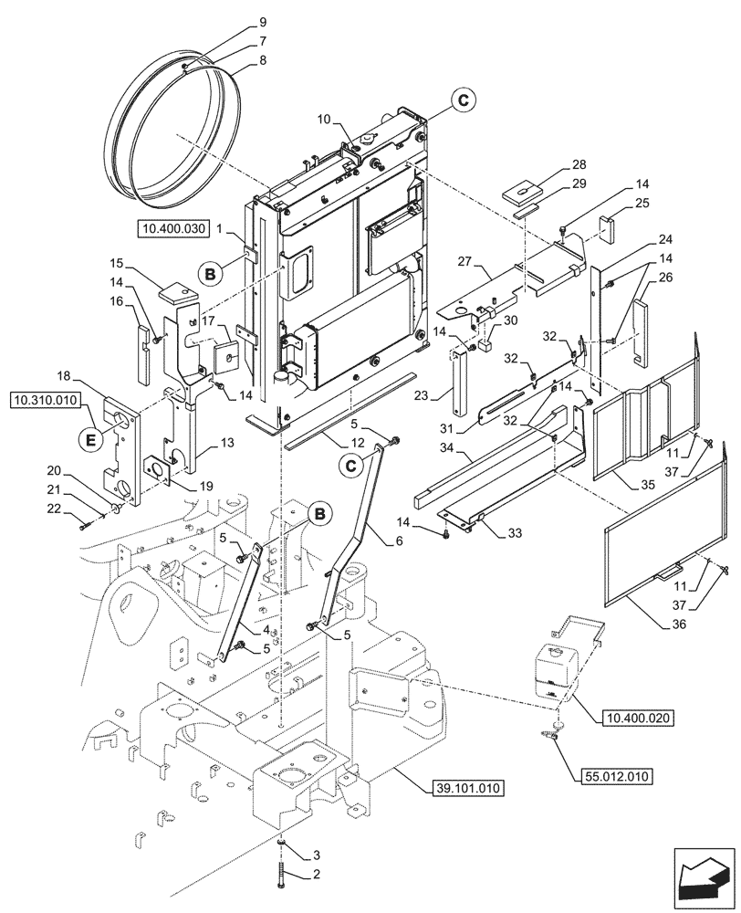 Схема запчастей Case CX245D SR LC - (10.400.010) - RADIATOR (10) - ENGINE