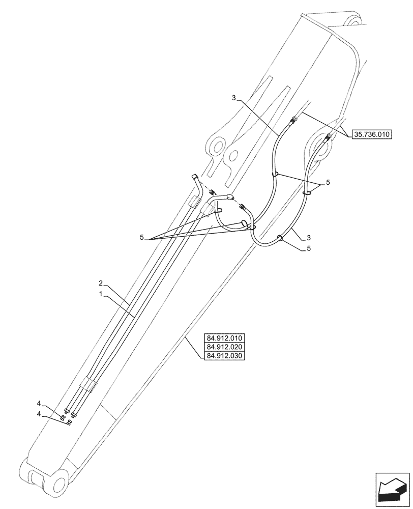 Схема запчастей Case CX245D SR LC - (35.734.030) - VAR - 781128 - QUICK COUPLER, HYDRAULIC LINE, ARM (L=2.9M) (35) - HYDRAULIC SYSTEMS