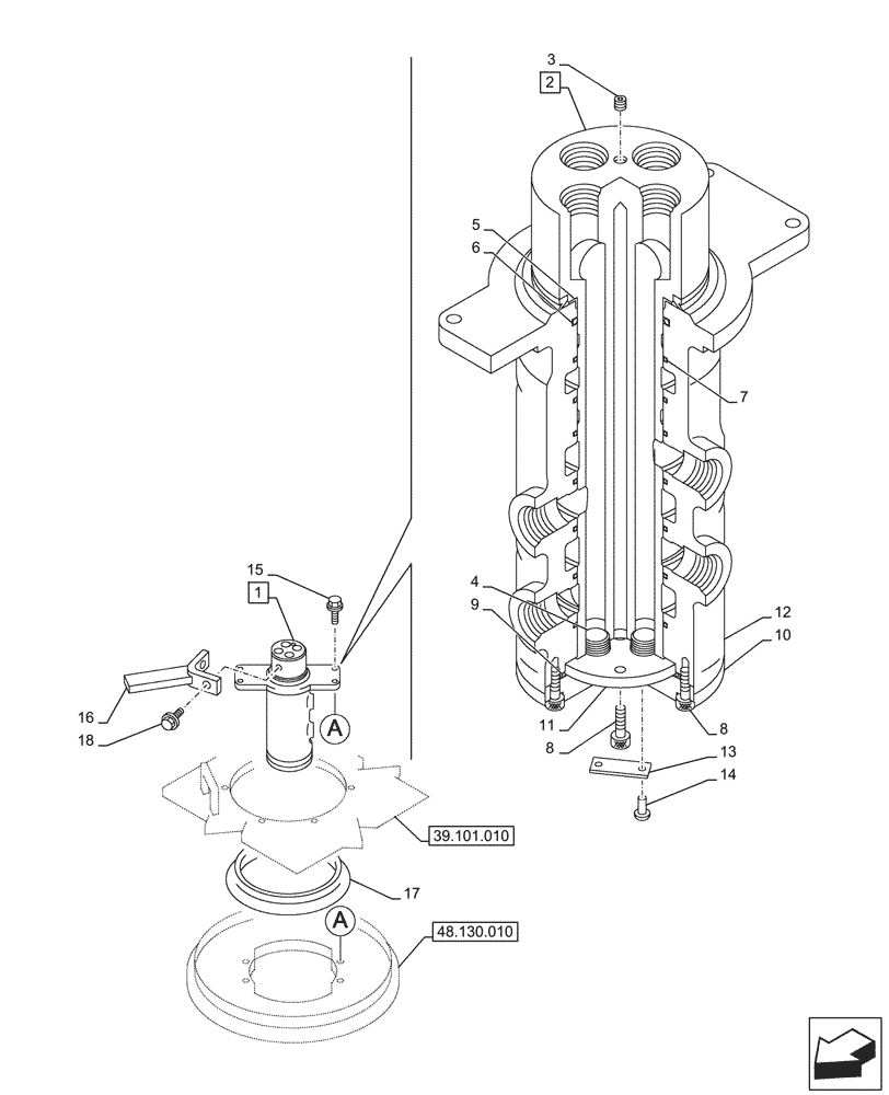 Схема запчастей Case CX245D SR LC - (35.354.010) - HYDRAULIC SWIVEL (35) - HYDRAULIC SYSTEMS