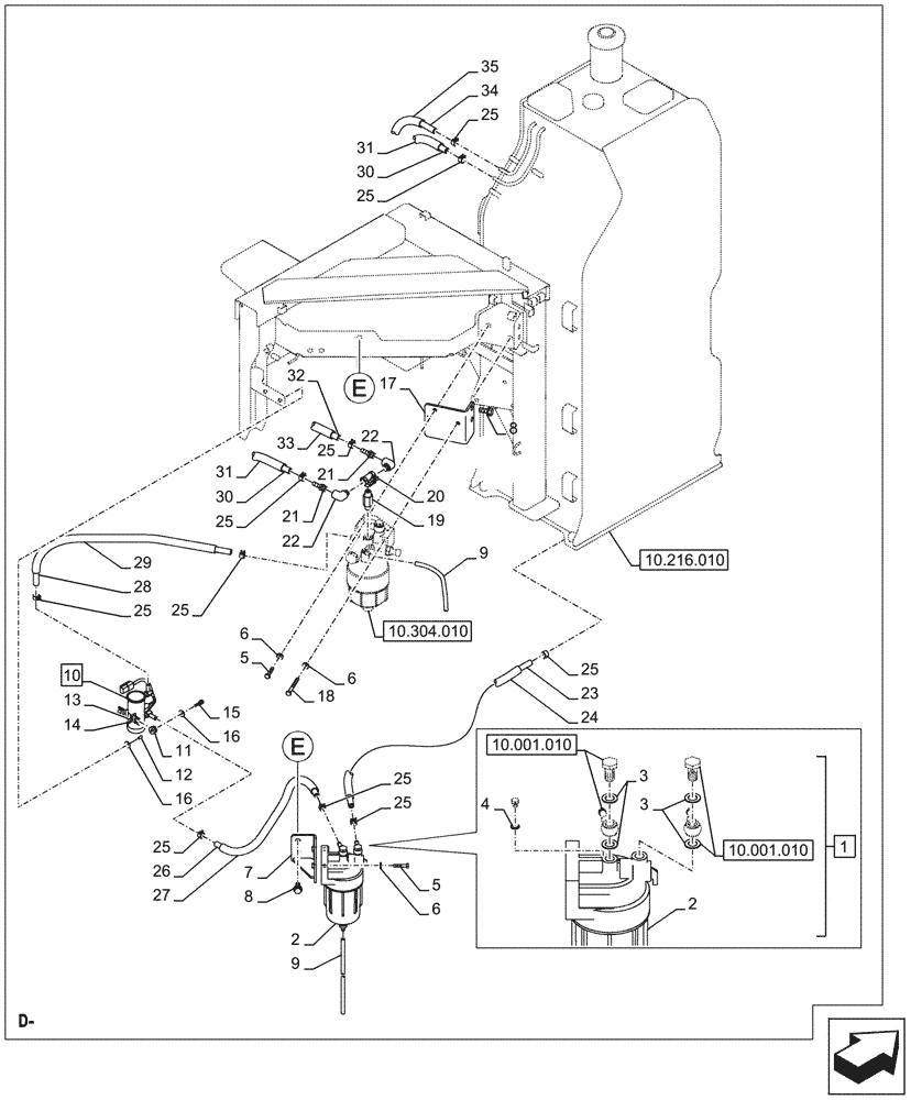 Схема запчастей Case CX245D SR LC - (10.216.030) - FUEL FILTER & FUEL TRANSFER PUMP (10) - ENGINE