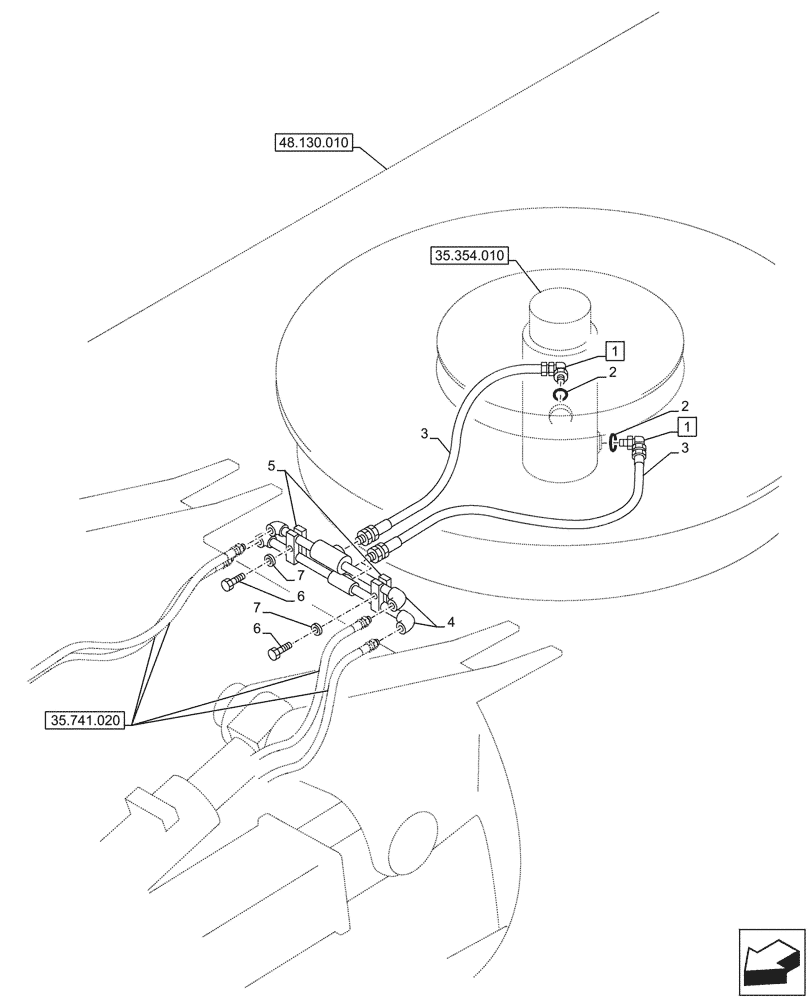 Схема запчастей Case CX245D - (35.741.010) - DOZER BLADE, LIFT CYLINDER, LINES (35) - HYDRAULIC SYSTEMS