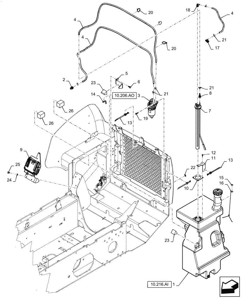 Схема запчастей Case SR220 - (10.206.AO) - FUEL LINE & TANK, 4-OCT-2013 & NEWER (10) - ENGINE