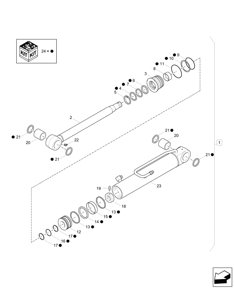 Схема запчастей Case CX33C - (35.739.010) - BOOM SWING, CYLINDER, COMPONENTS (35) - HYDRAULIC SYSTEMS