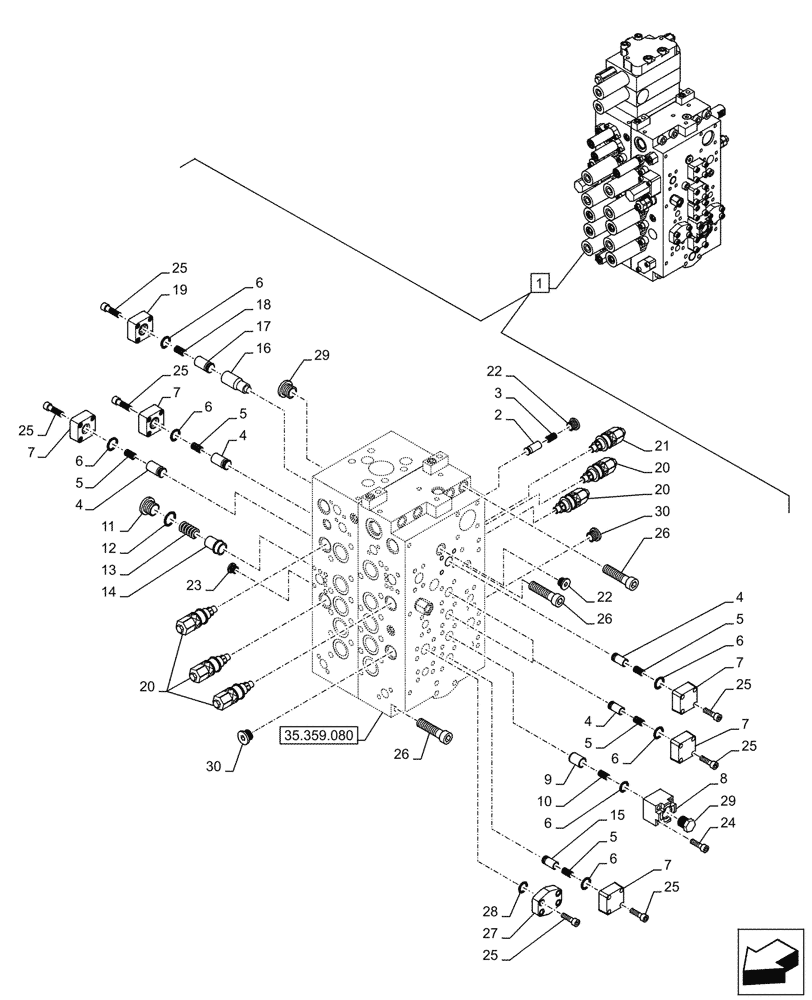 Схема запчастей Case CX245D - (35.359.110) - VAR - 461863 - CONTROL VALVE, COMPONENTS (35) - HYDRAULIC SYSTEMS