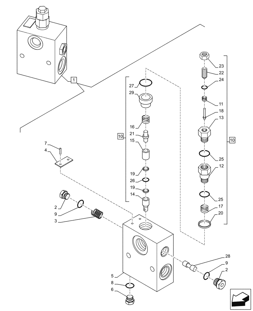 Схема запчастей Case CX245D SR LC - (35.360.160) - SELECTOR VALVE, HAMMER CIRCUIT (35) - HYDRAULIC SYSTEMS