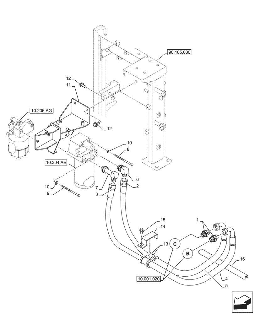 Схема запчастей Case CX290D LC SL - (10.304.010) - ENGINE OIL FILTER, LINES (10) - ENGINE