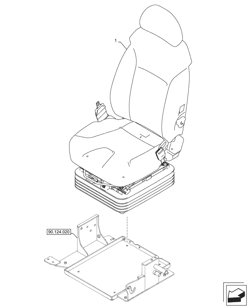Схема запчастей Case CX245D - (90.124.040) - VAR - 781277 - SEAT, AIR SUSPENSION (90) - PLATFORM, CAB, BODYWORK AND DECALS
