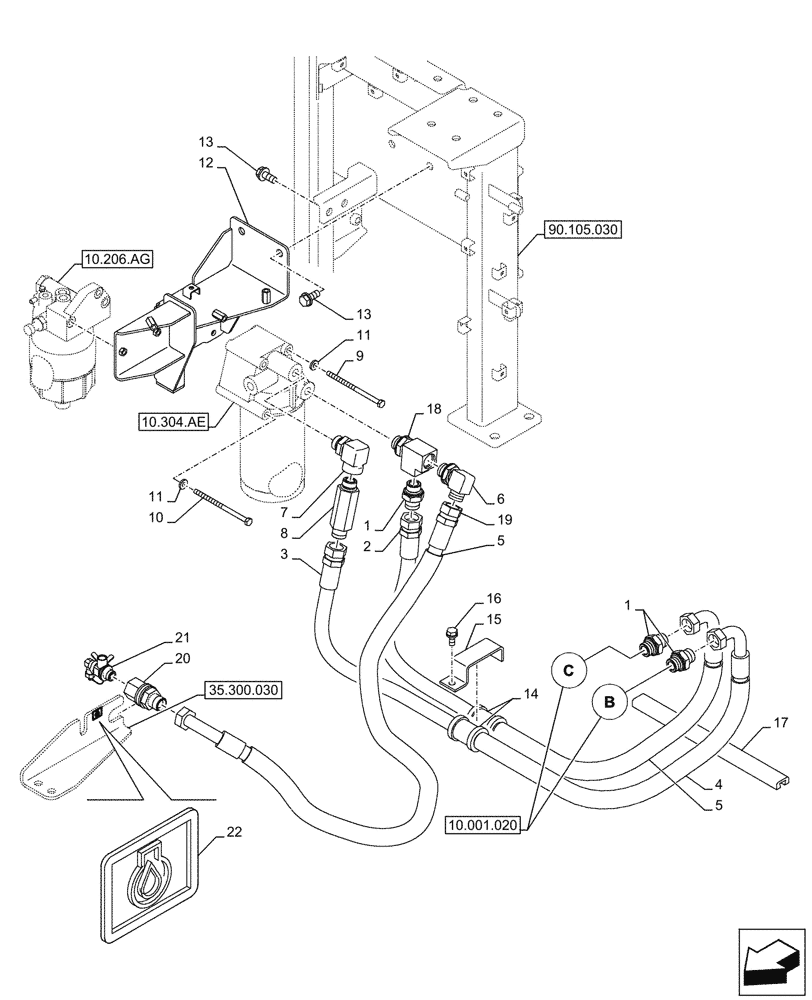 Схема запчастей Case CX290D LC SL - (10.304.020) - VAR - 488034 - ENGINE OIL FILTER, DRAIN LINE (10) - ENGINE