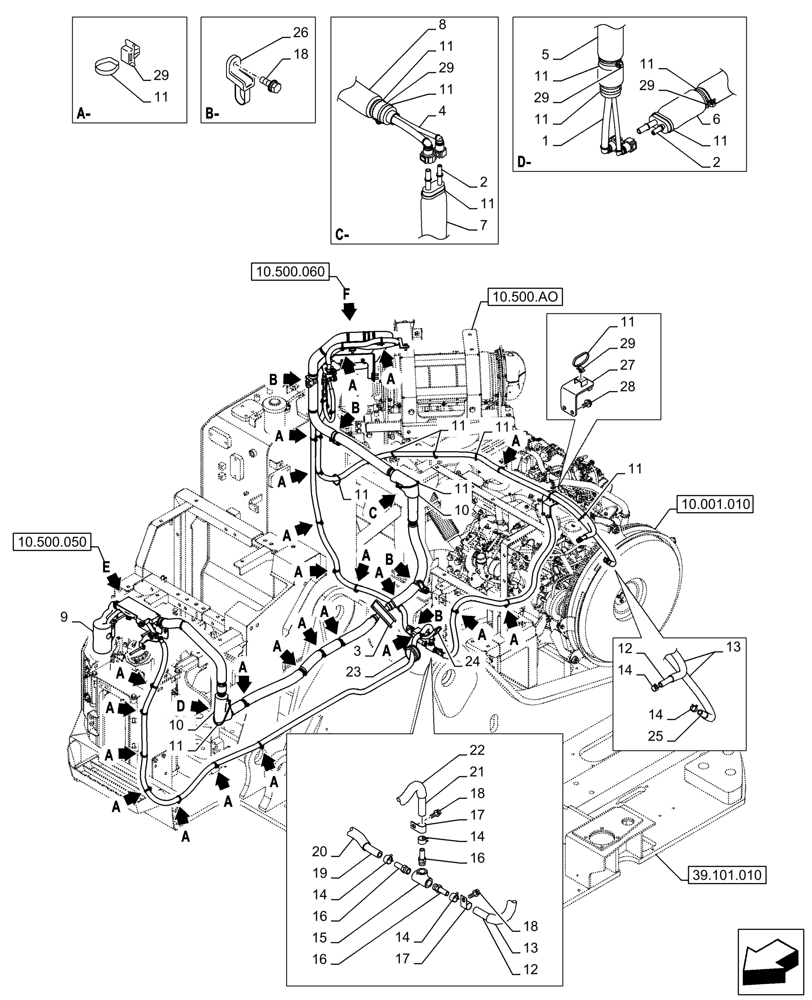 Схема запчастей Case CX245D SR LC - (10.500.040) - DEF/ADBLUE™ LINES (10) - ENGINE