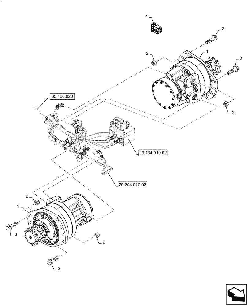 Схема запчастей Case SR270 - (29.218.010[02]) - 2-SPEED MOTOR, MOUNTING (29) - HYDROSTATIC DRIVE