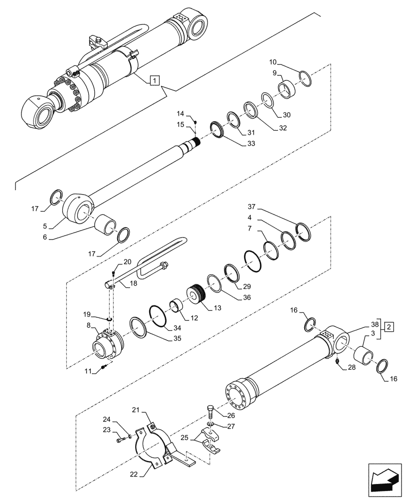 Схема запчастей Case CX245D SR LC - (35.736.070) - VAR - 481064 - LIFT CYLINDER, RIGHT, SAFETY VALVE, COMPONENTS (35) - HYDRAULIC SYSTEMS