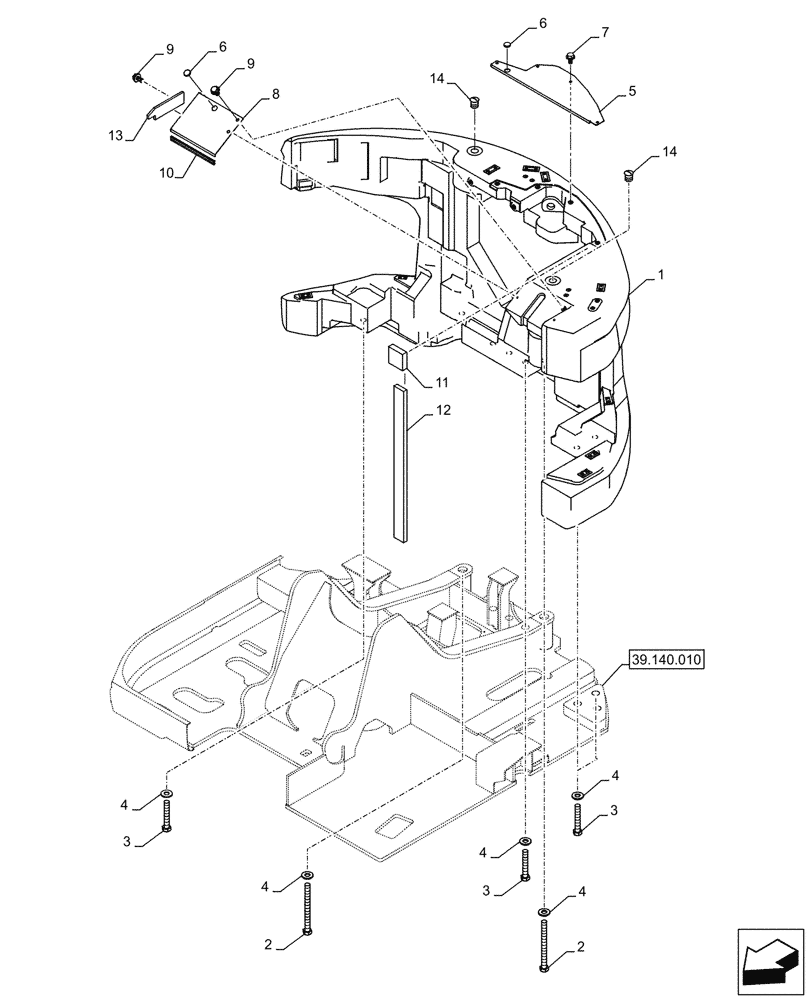 Схема запчастей Case CX245D - (39.140.020) - COUNTERWEIGHT, INSULATION (39) - FRAMES AND BALLASTING