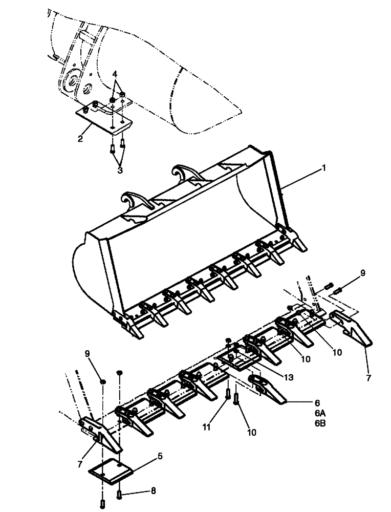 Схема запчастей Case 521E - (09-22) - LOADER BUCKET - WITH BOLT ON TEETH, SEGMENTS AND SKID PADS - CNH (09) - CHASSIS