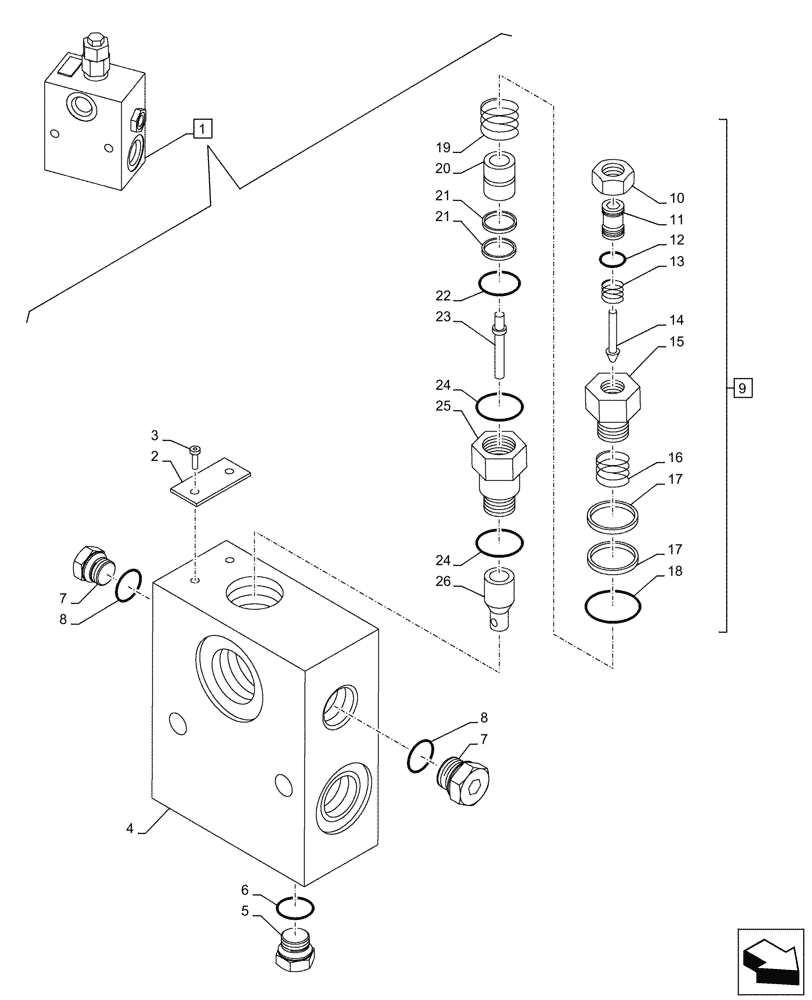 Схема запчастей Case CX245D SR LC - (35.360.070) - SELECTOR VALVE, COMPONENTS (35) - HYDRAULIC SYSTEMS