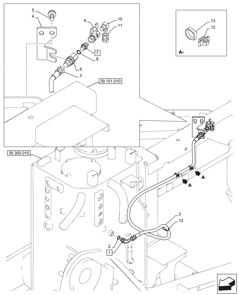 Схема запчастей Case CX245D SR LC - (35.300.030) - VAR - 488034 - HYDRAULIC OIL RESERVOIR, DRAIN LINE (35) - HYDRAULIC SYSTEMS