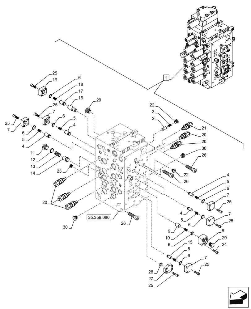 Схема запчастей Case CX245D SR LC - (35.359.110) - VAR - 461863 - CONTROL VALVE, COMPONENTS (35) - HYDRAULIC SYSTEMS