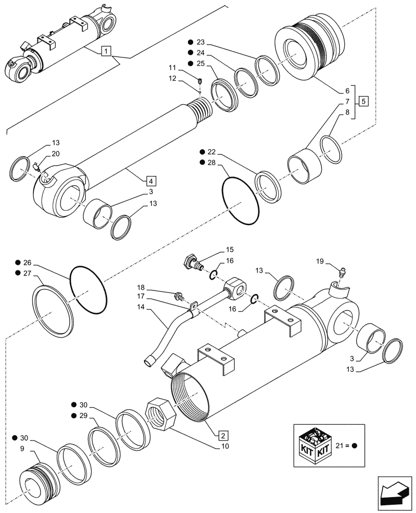 Схема запчастей Case CX245D - (35.741.060) - DOZER BLADE, LIFT CYLINDER, LEFT, COMPONENTS (35) - HYDRAULIC SYSTEMS