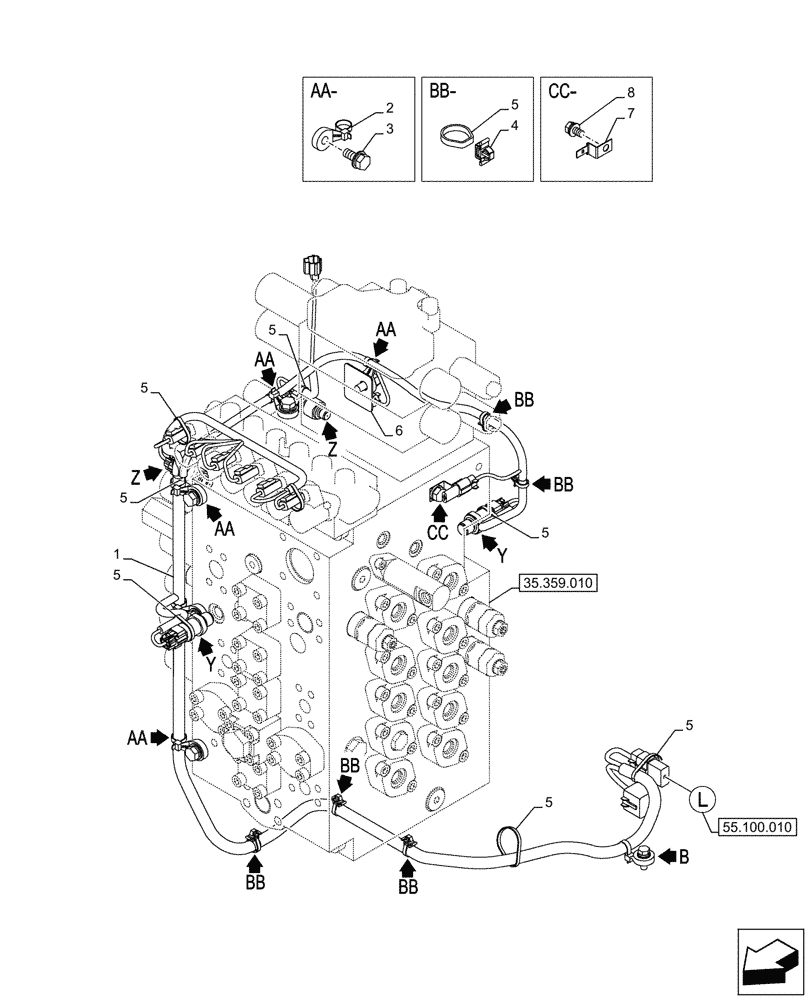 Схема запчастей Case CX245D - (55.100.040) - MAIN, WIRE HARNESS (55) - ELECTRICAL SYSTEMS