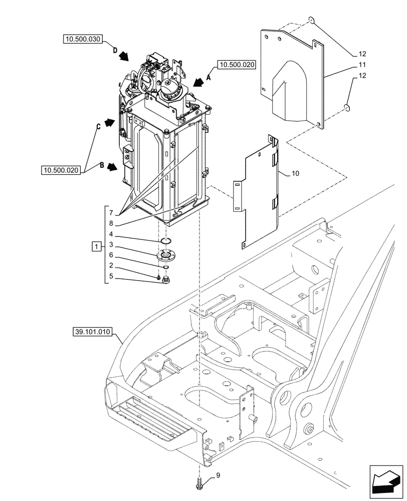 Схема запчастей Case CX245D SR LC - (10.500.010) - DEF/ADBLUE™ TANK, COMPONENTS (10) - ENGINE