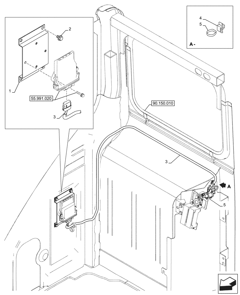 Схема запчастей Case CX245D - (55.991.030) - VAR - 461860 - TELEMATIC SYSTEM, HARNESS (55) - ELECTRICAL SYSTEMS