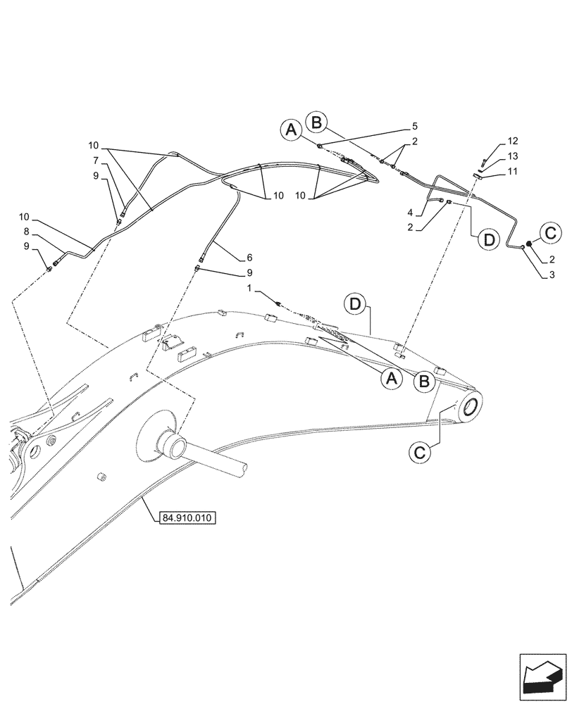 Схема запчастей Case CX245D - (71.460.010) - LUBRICATION LINE (71) - LUBRICATION SYSTEM