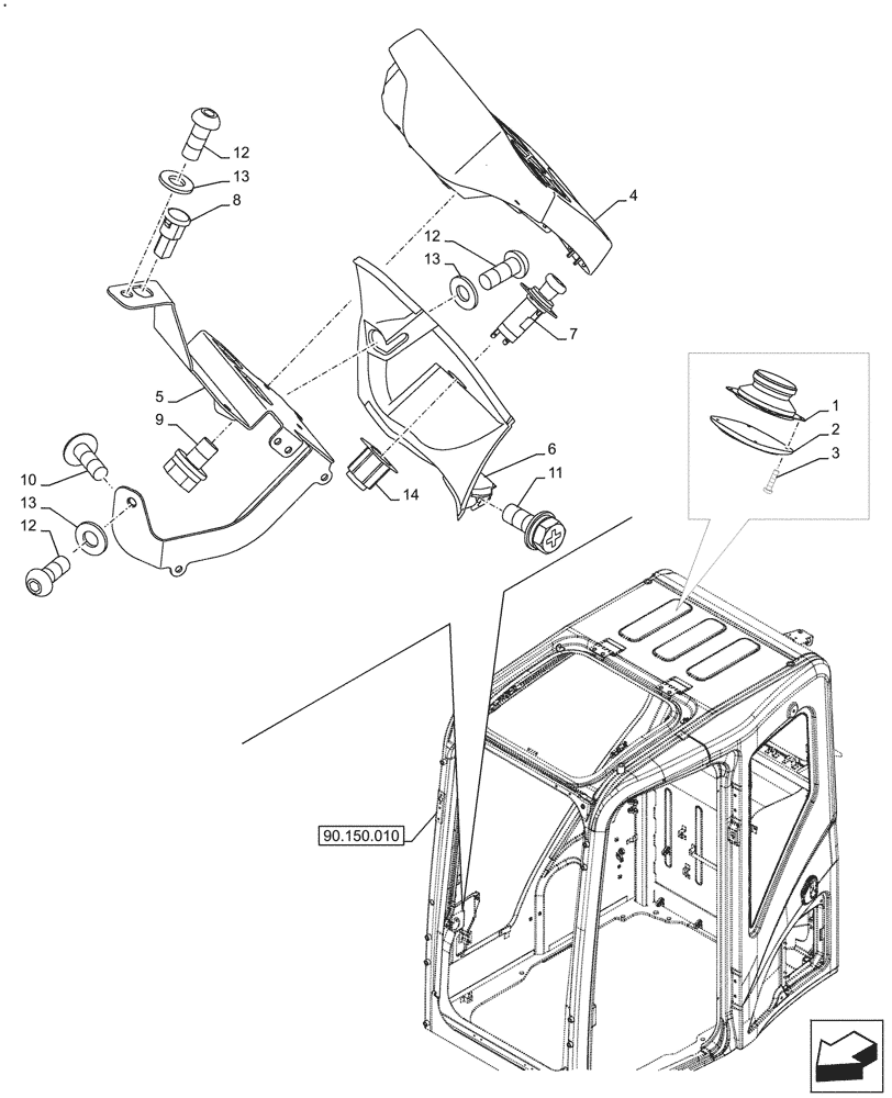 Схема запчастей Case CX245D - (55.512.060) - CAB, COMPONENTS (55) - ELECTRICAL SYSTEMS