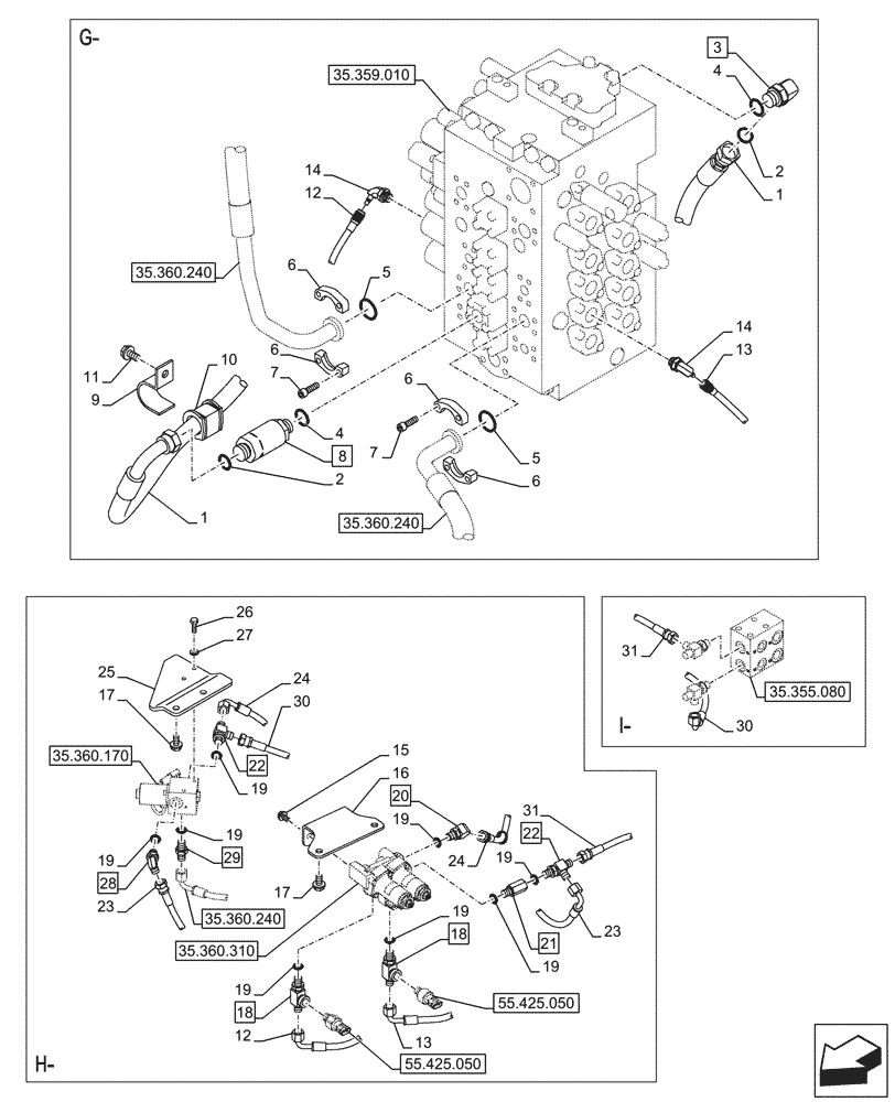 Схема запчастей Case CX245D - (35.360.260) - VAR - 461869 - HAMMER CIRCUIT, LINES, HIGH FLOW, SHEARS, W/ ELECTRICAL PROPORTIONAL CONTROL (35) - HYDRAULIC SYSTEMS