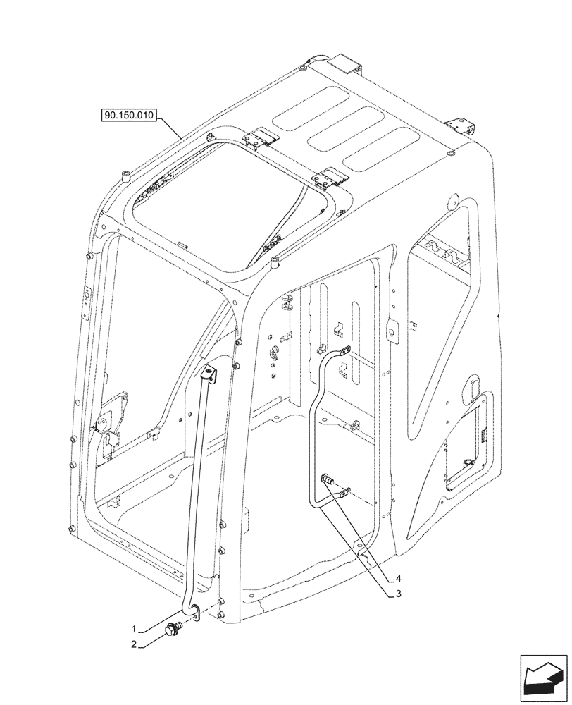 Схема запчастей Case CX245D SR LC - (90.118.010) - HANDRAIL, CAB (90) - PLATFORM, CAB, BODYWORK AND DECALS