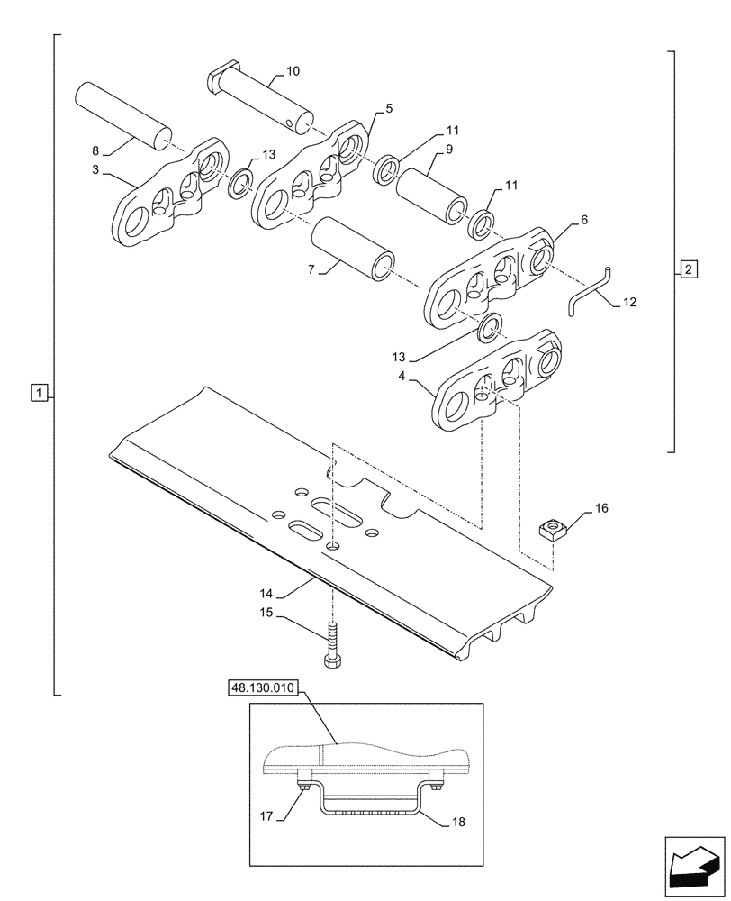 Схема запчастей Case CX290D LC SL - (48.100.050) - VAR - 956000 - TRACK CHAIN (700MM) (48) - TRACKS & TRACK SUSPENSION