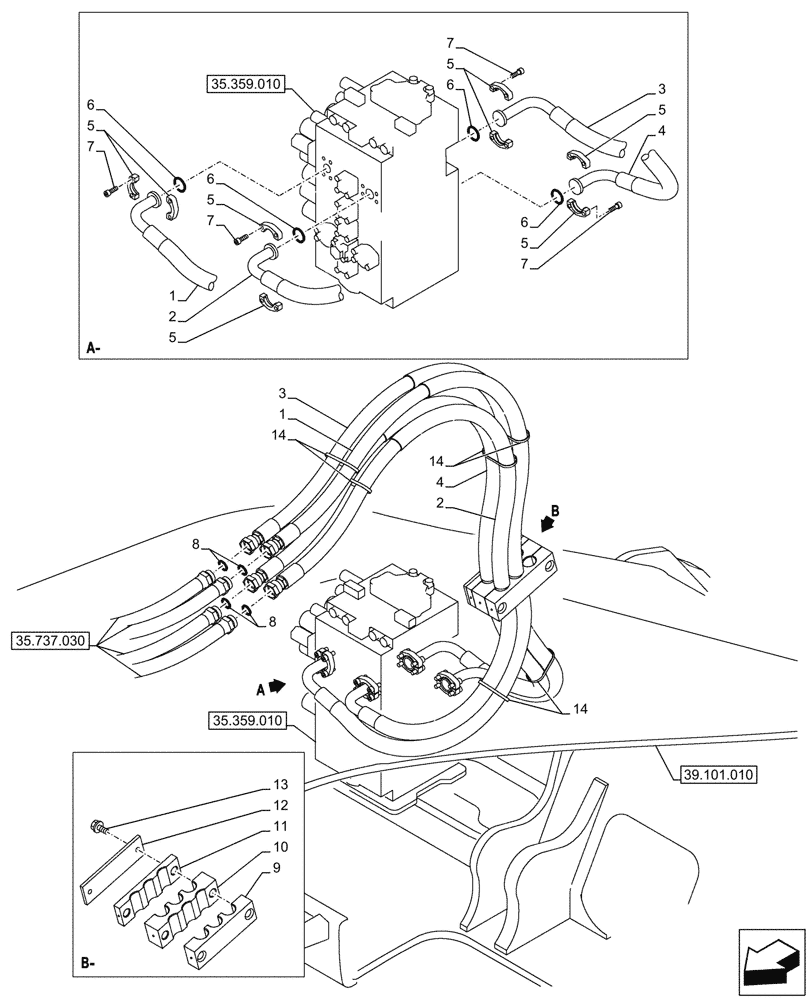 Схема запчастей Case CX245D SR LC - (35.737.010) - ARM, CYLINDER, LINES (35) - HYDRAULIC SYSTEMS