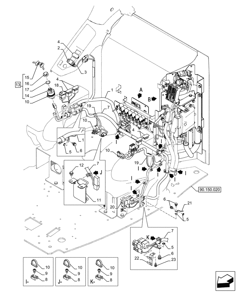 Схема запчастей Case CX245D - (55.510.020) - CAB MAIN WIRE HARNESS (55) - ELECTRICAL SYSTEMS