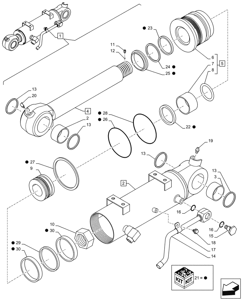 Схема запчастей Case CX245D - (35.741.050) - DOZER BLADE, LIFT CYLINDER, RIGHT, COMPONENTS (35) - HYDRAULIC SYSTEMS